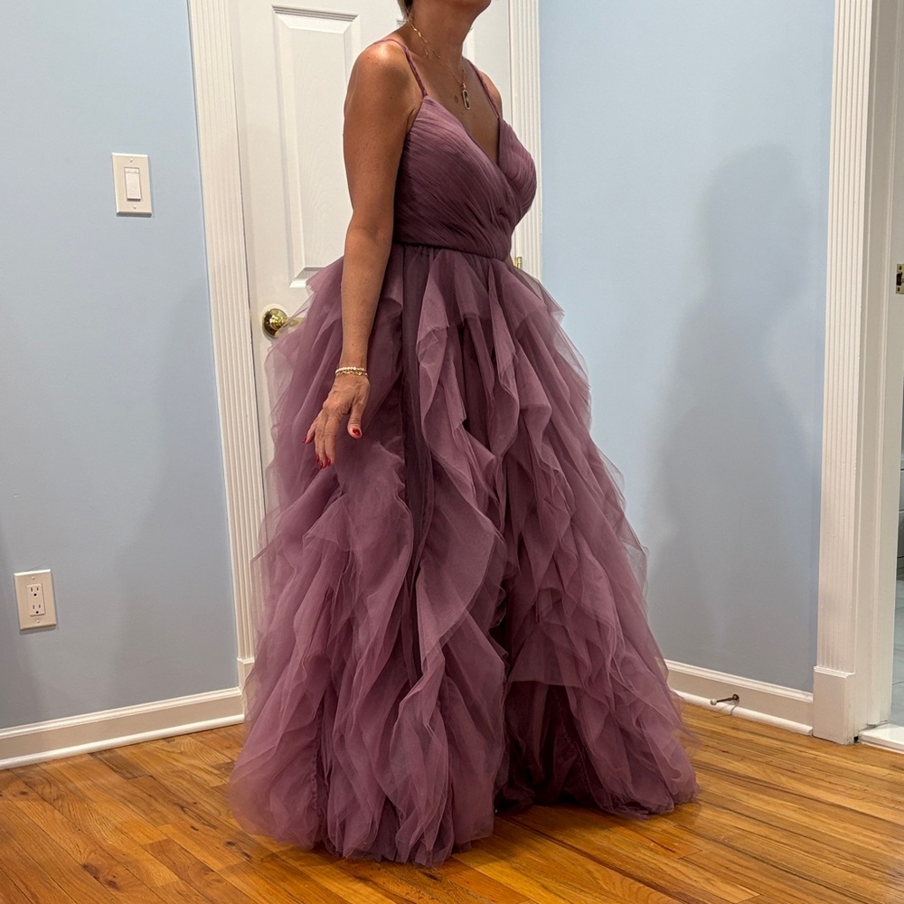 Nicole Miller Plum Ruffled Prom Dress - Picture 4 of 4
